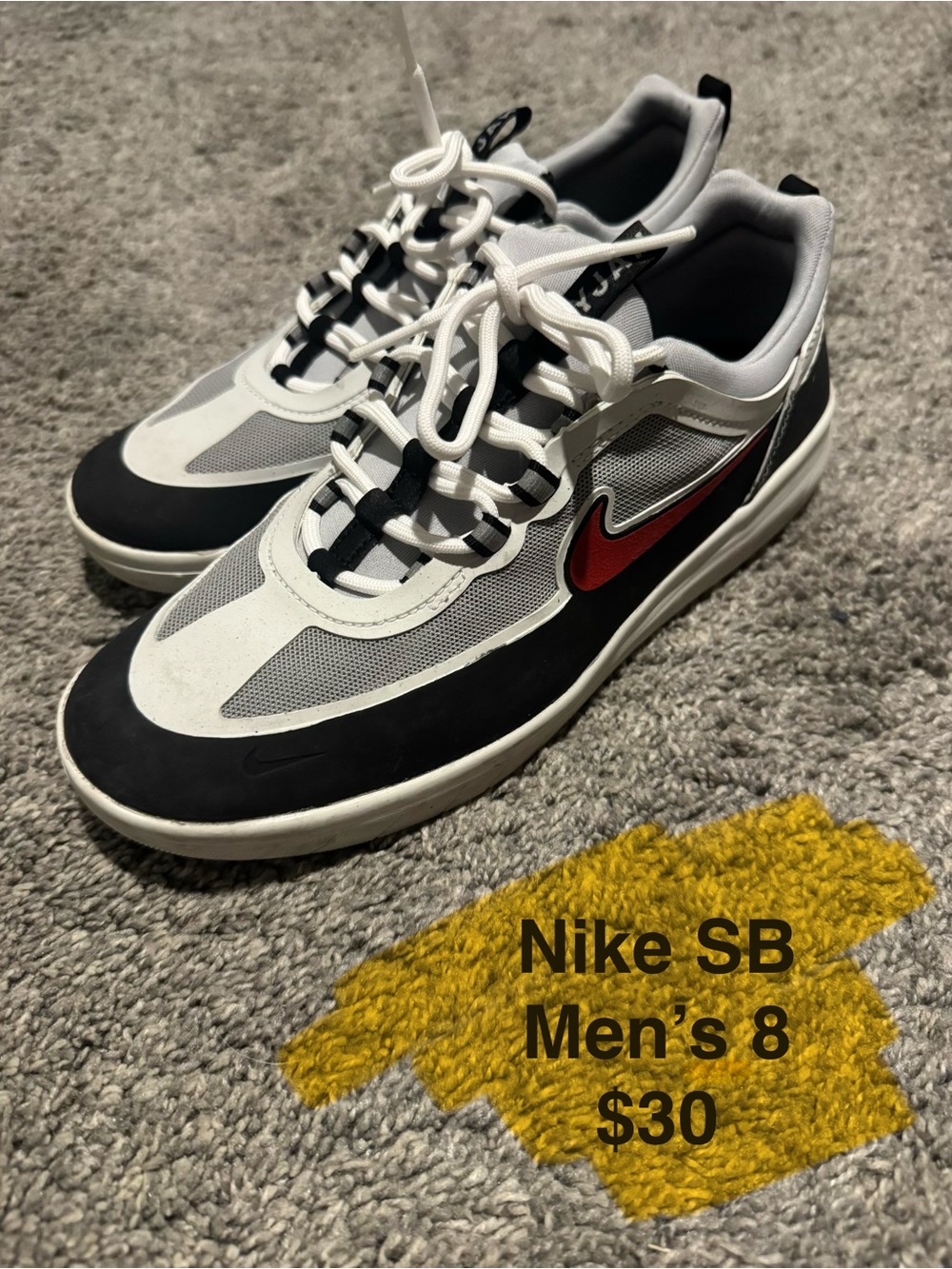 Nike Men's Sneakers - White, Black & Red Swoosh